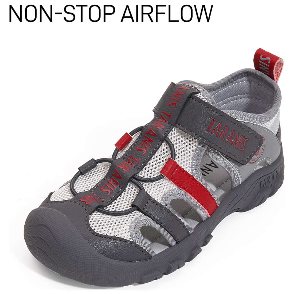 Taranis Toddler Rubber Velcro Sandals - Black/Silver