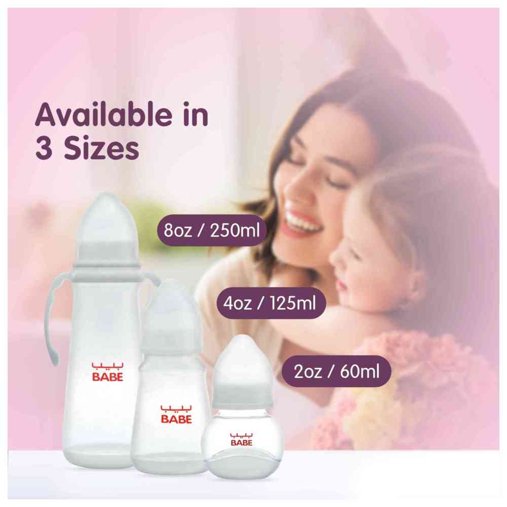 Babe - Baby Feeding Bottle With Handle - White - 250 ml