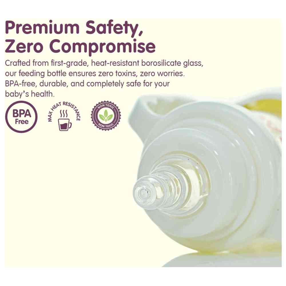Babe - Glass Baby feeding Bottle - 120 ml