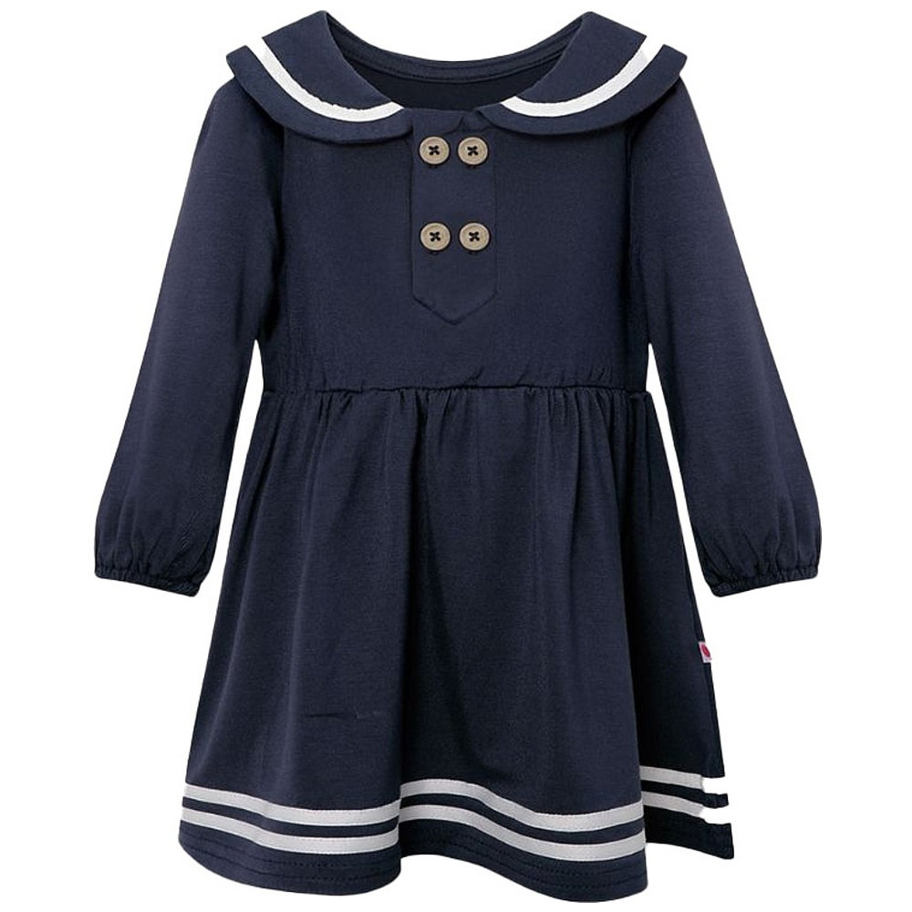 Atlas & Maya First Mate Organic Bamboo Sailor Dress & Diaper Cover - Navy Blue - 2 Pcs