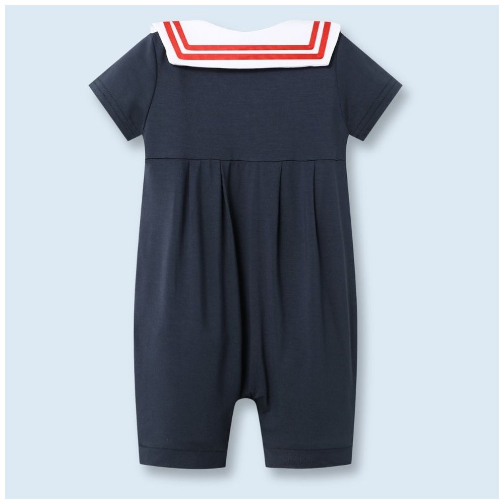 Atlas & Maya Little Skipper Organic Bamboo Sailor Romper - Navy Blue