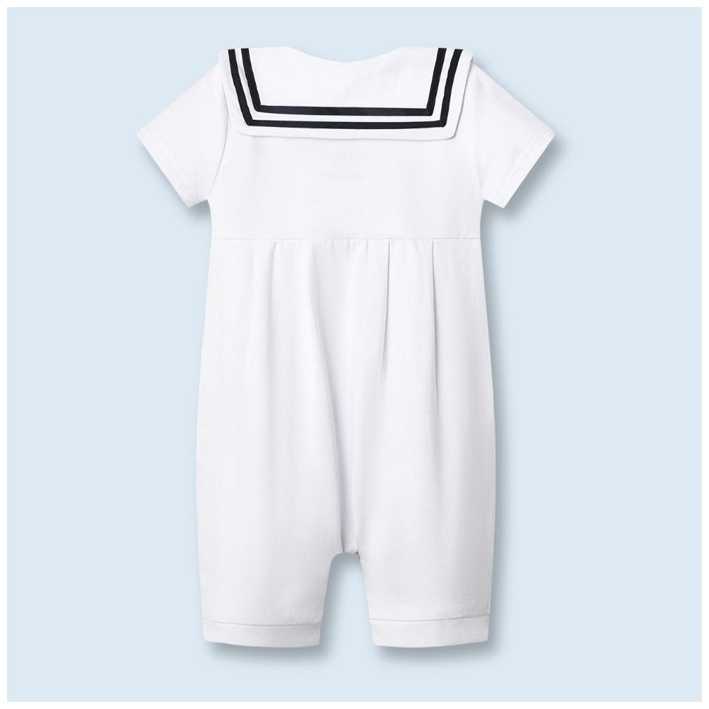 Atlas & Maya Little Skipper Organic Bamboo Sailor Romper - White