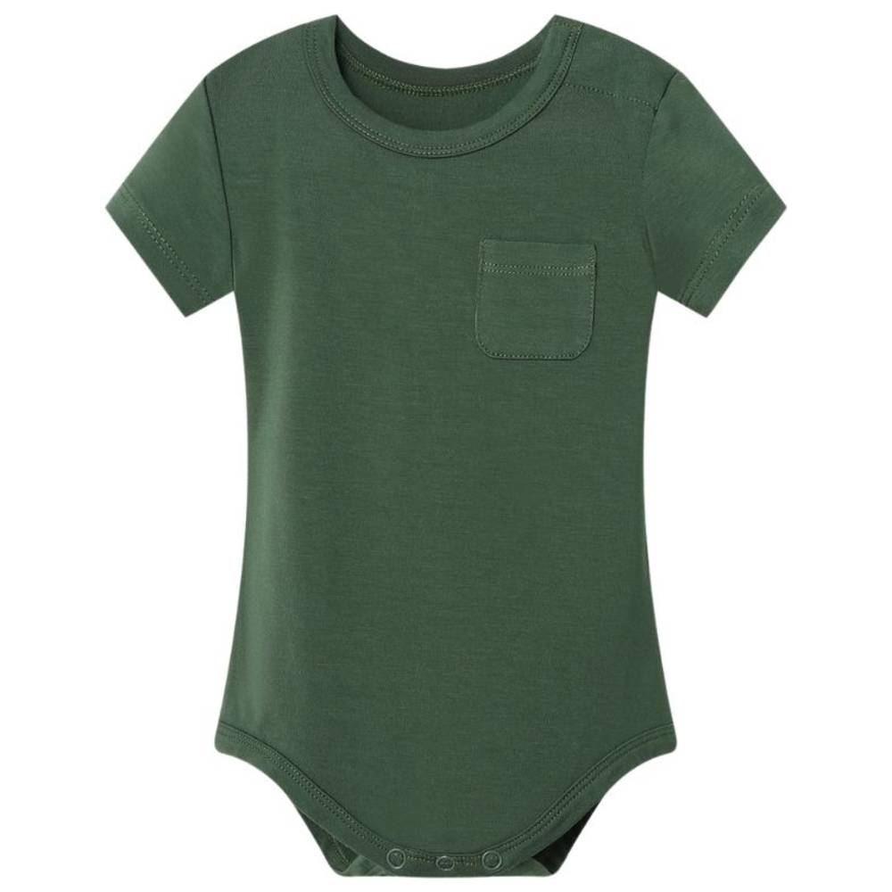 Atlas & Maya Iconic Short Sleeve Magnetic Bodysuit with Pocket - Green