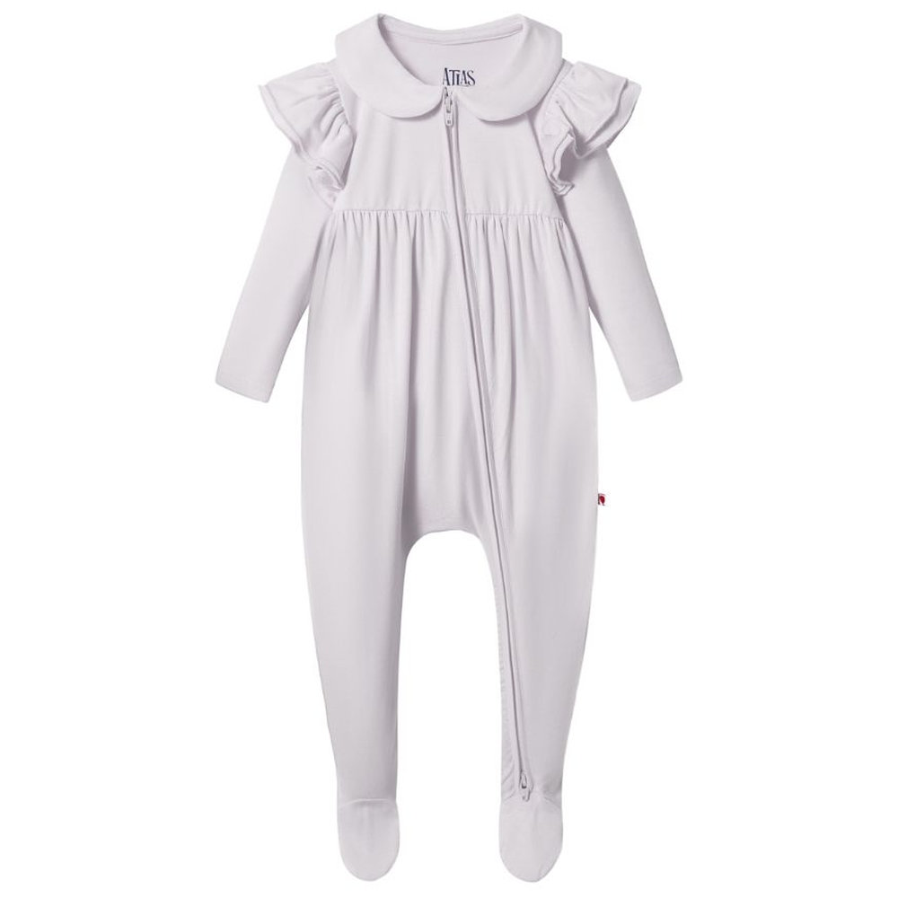 Atlas & Maya Ruffle Truffle Organic Bamboo Zippy Playsuit - White