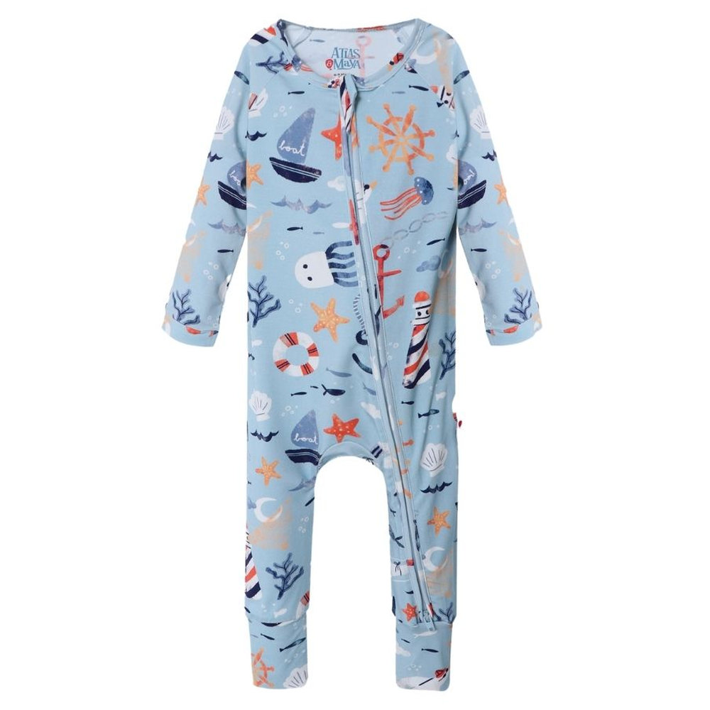 Atlas & Maya Sleepy Time Organic Bamboo Anchor Away Sleepsuit