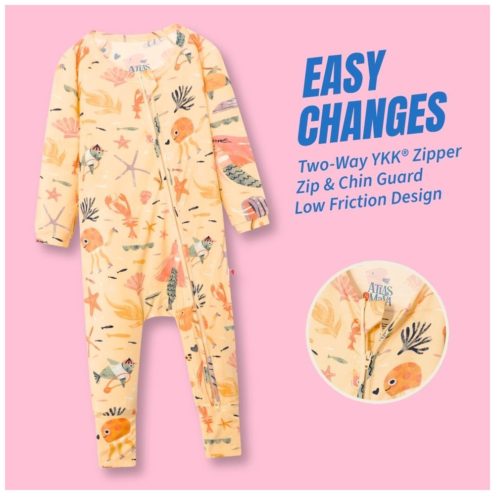 Atlas & Maya Sleepy Time Organic Bamboo Mermaid Love Sleepsuit