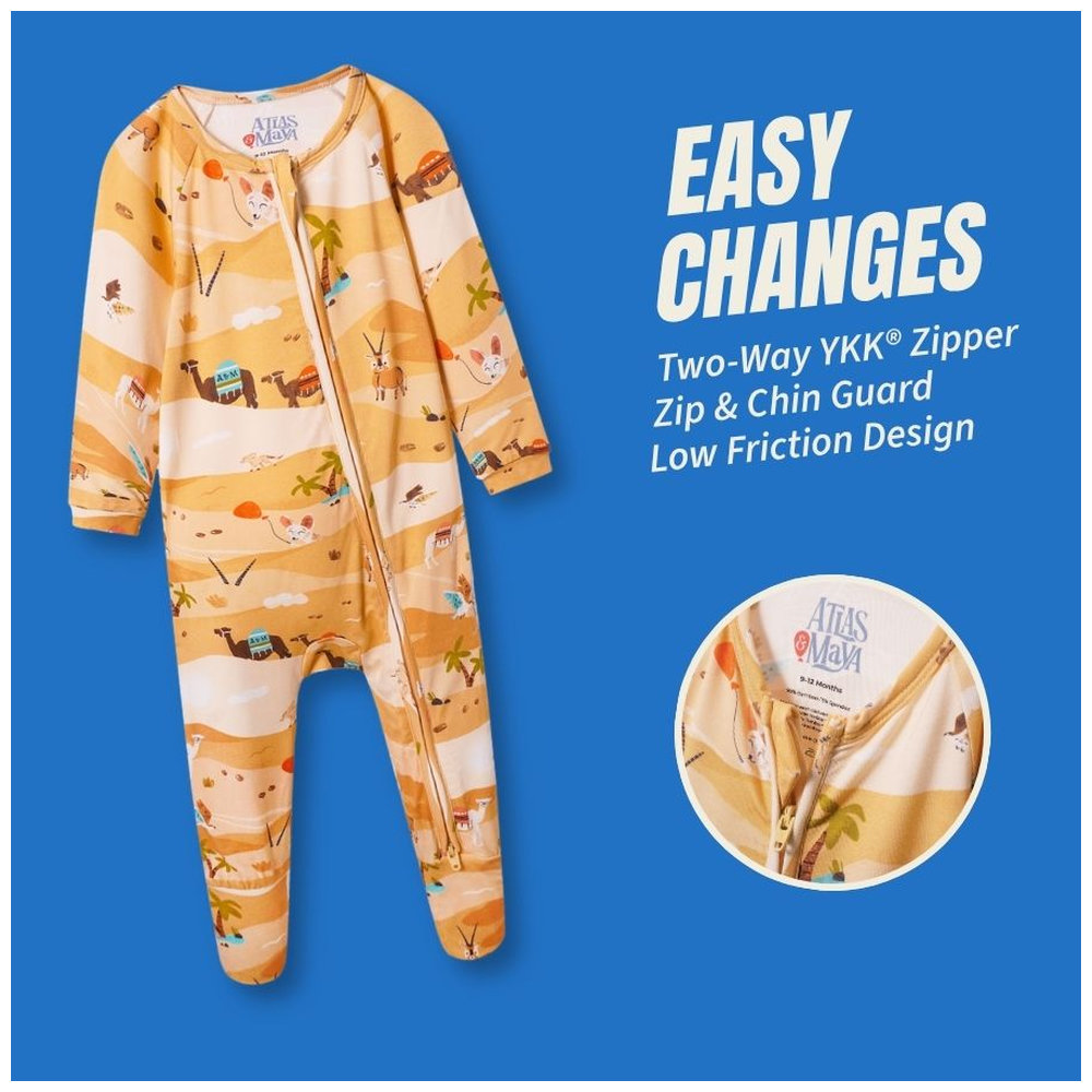Atlas & Maya Sleepy Time Organic Bamboo Desert Safari Sleepsuit