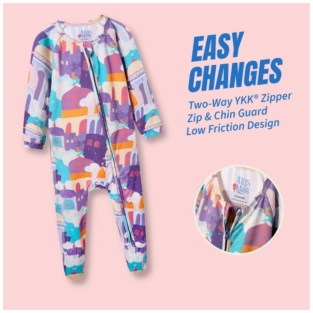 Atlas & Maya Sleepy Time Organic Bamboo Sleepsuit Arabian Rooftops