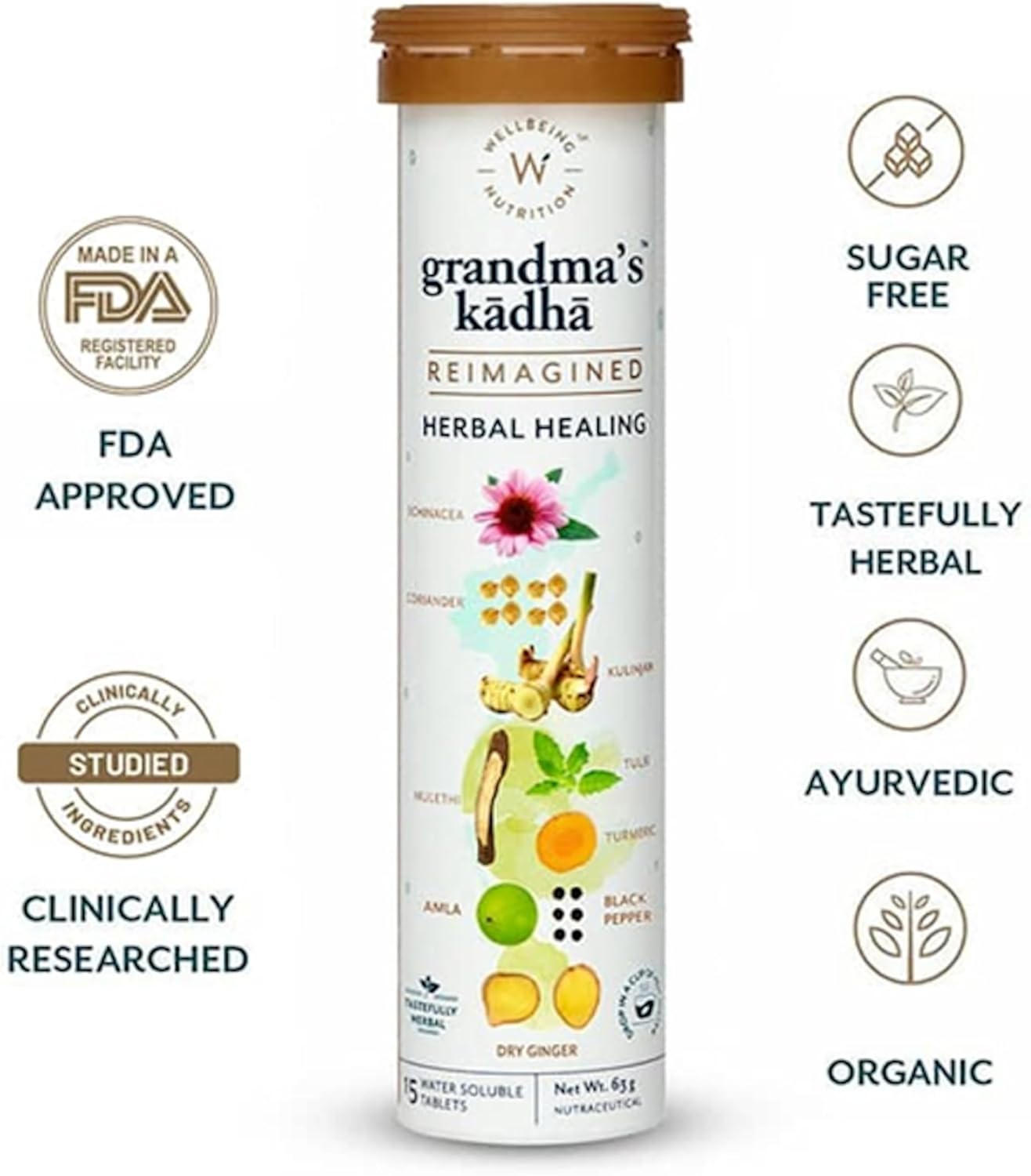 Wellbeing Nutrition - Grandma's Kadha Immunity Booster - 15 Effervescent Tablet