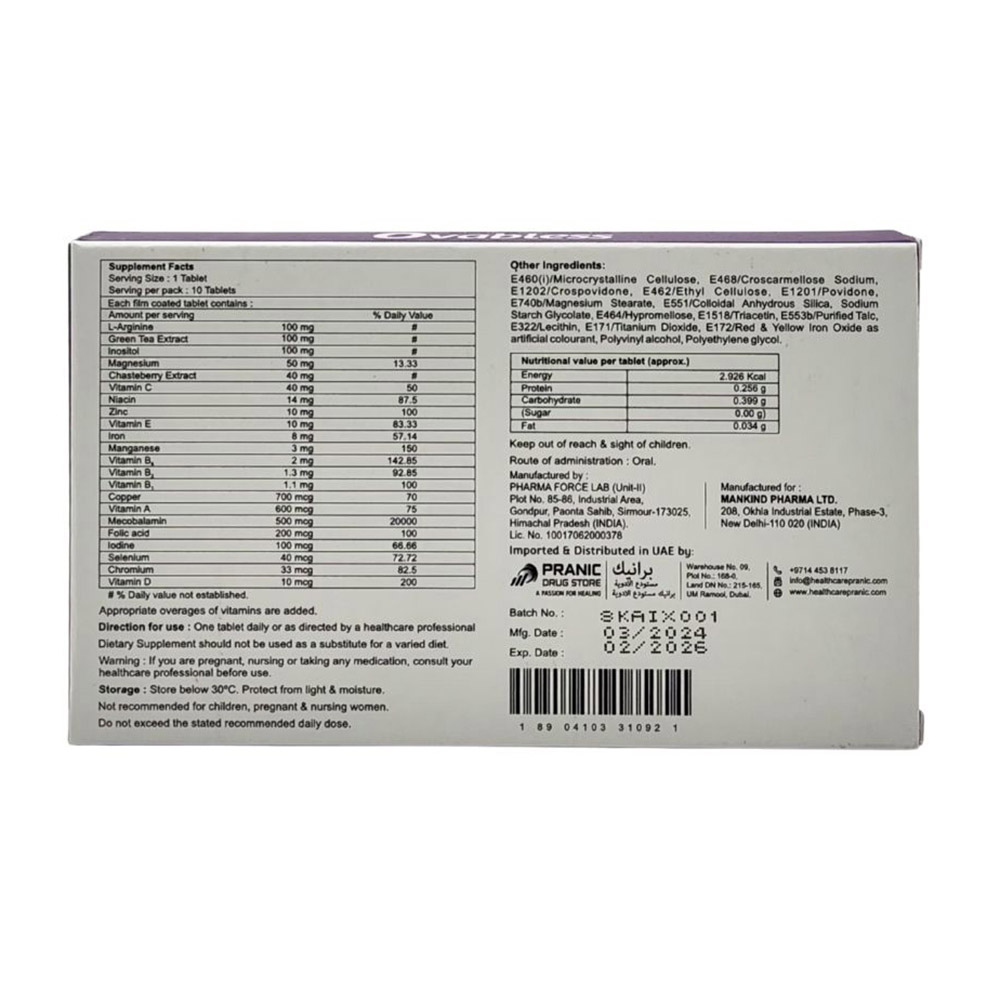 Mankind - Ovabless Nutraceutical Tablets - 30 Pcs