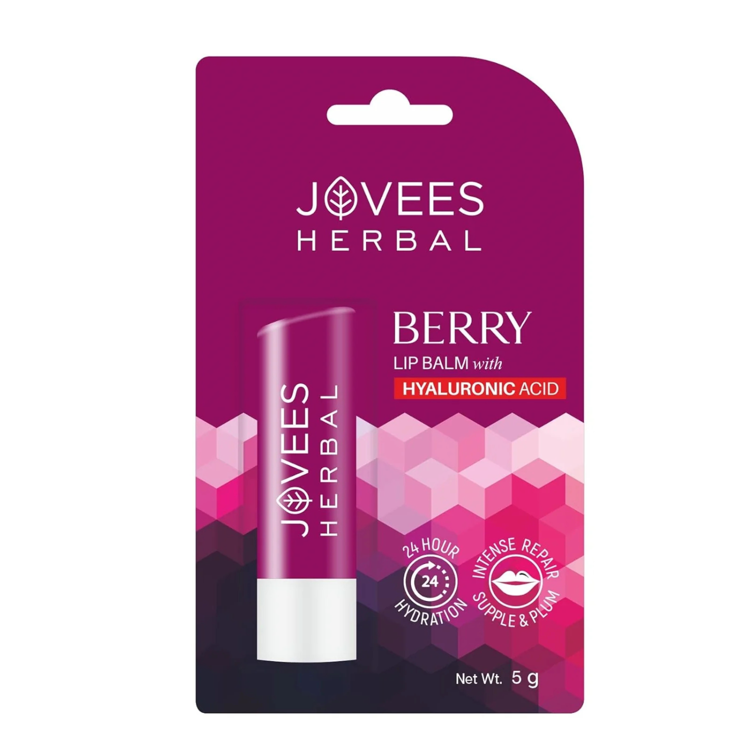 Jovees Herbal - Berry Lip Balm With Hyaluronic Acid - 5 gm