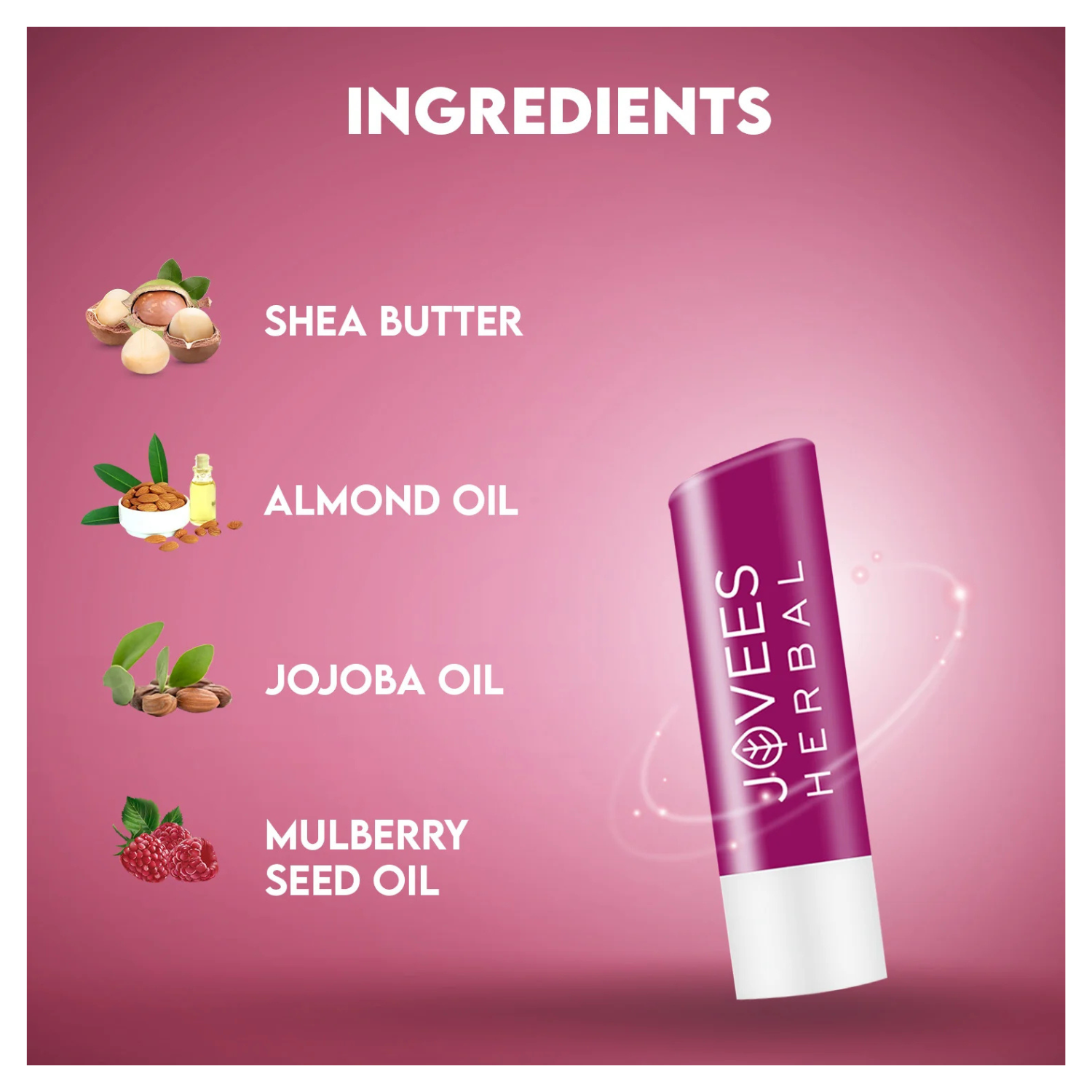 Jovees Herbal - Berry Lip Balm With Hyaluronic Acid - 5 gm
