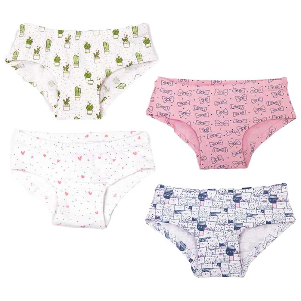 Keebee Girl's Soft & Comfortable Printed Briefs - Pack of 4