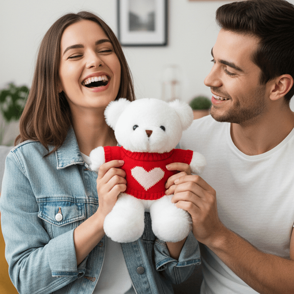 Share the Love - Sweetheart Teddy Bear With Red Heart Sweater - 25 cm