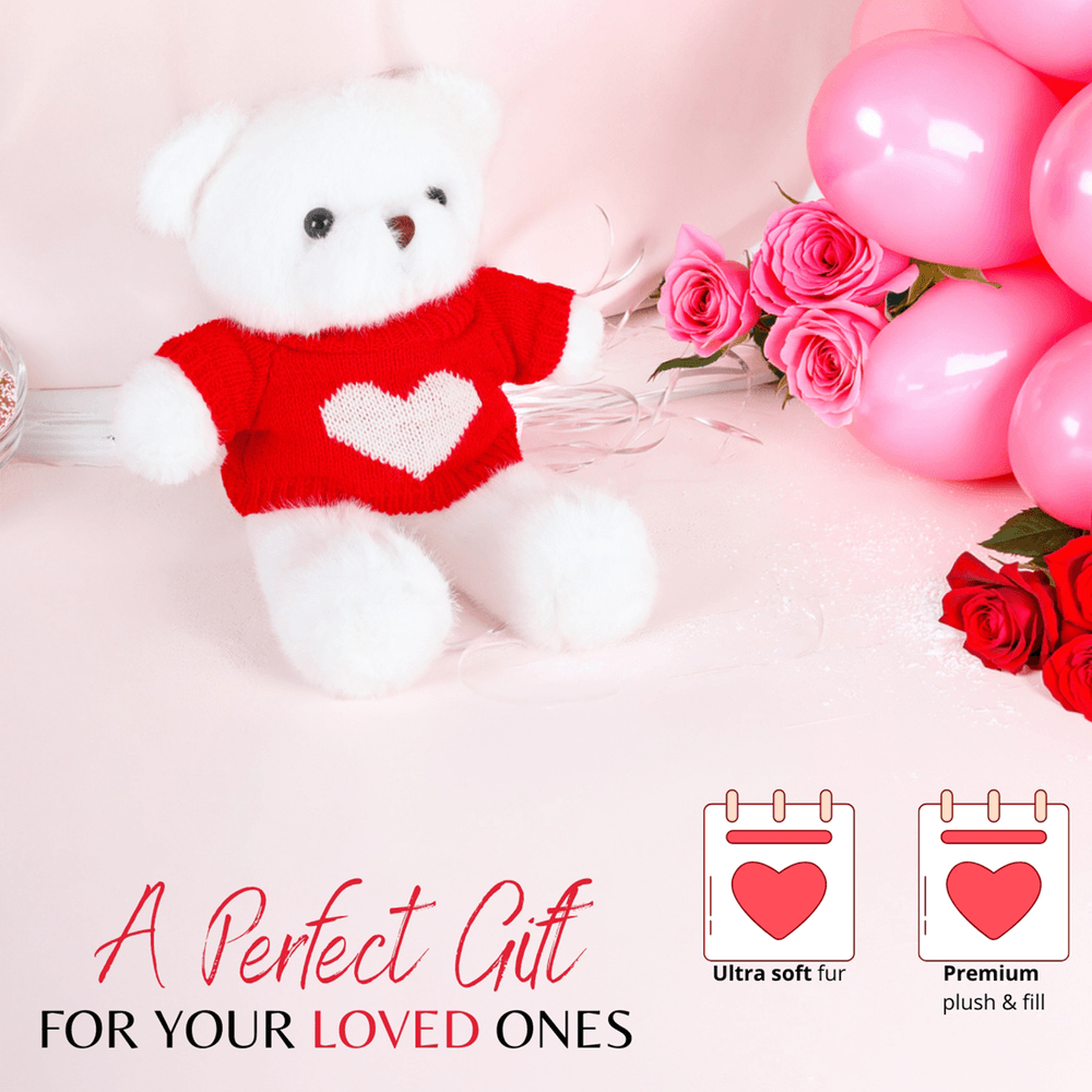 Share the Love - Sweetheart Teddy Bear With Red Heart Sweater - 25 cm