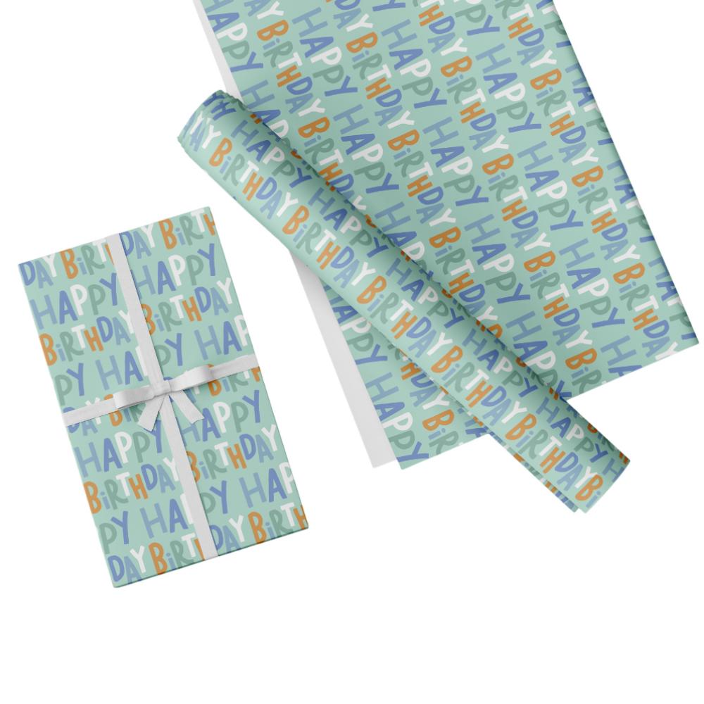 Share The Love - Gift Wrapping Paper Pack - Happy Birthday - Green