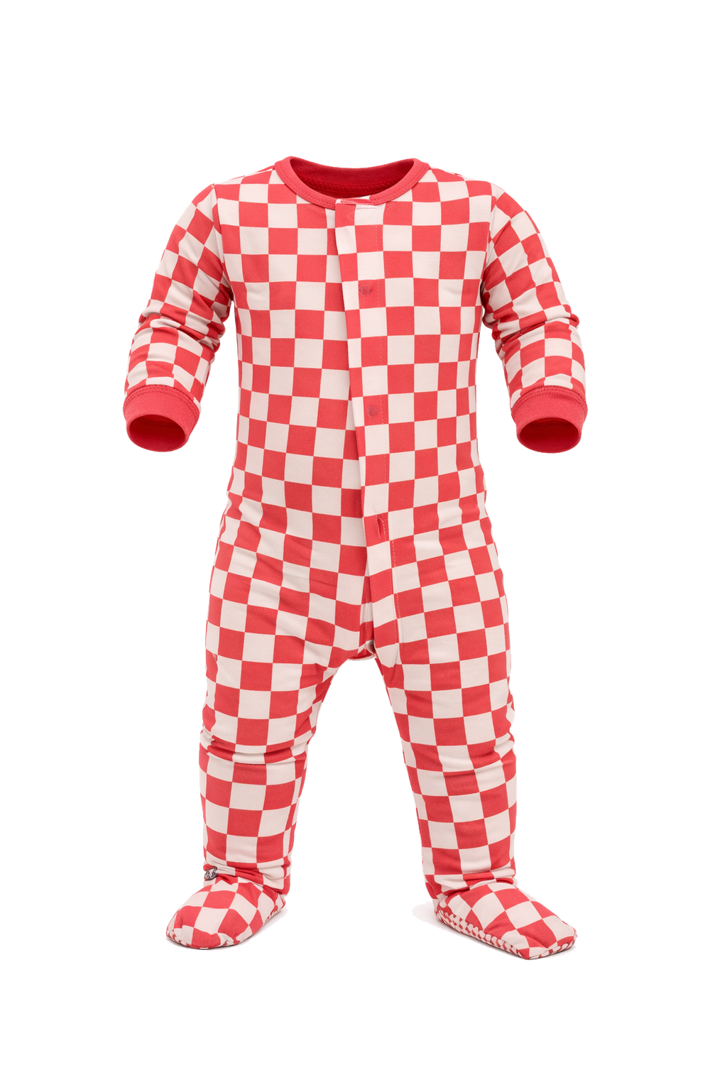 Bumbabae Checker Magnetic Sleepsuit - Red