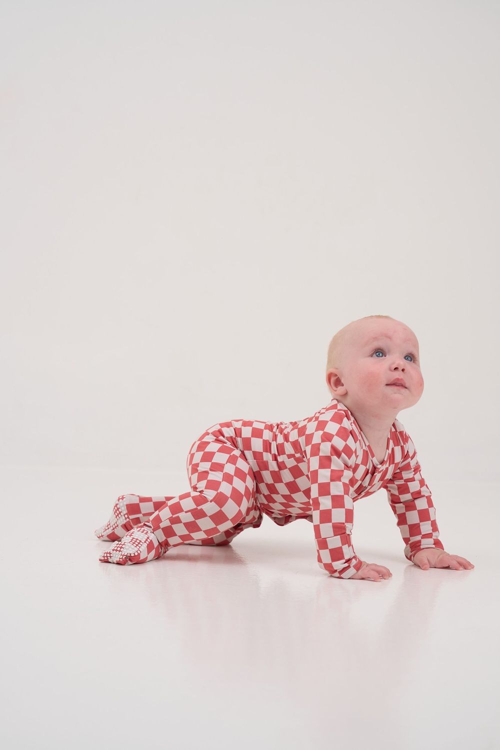 Bumbabae Checker Magnetic Sleepsuit - Red