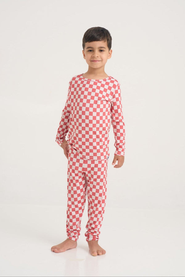 Bumbabae Checker Pajama Set - Red - 2 Pcs