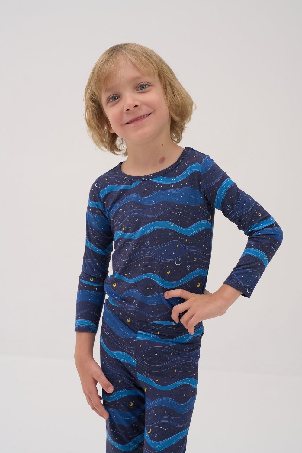 Bumbabae Midnight Waves Pajama Set - Blue - 2 Pcs