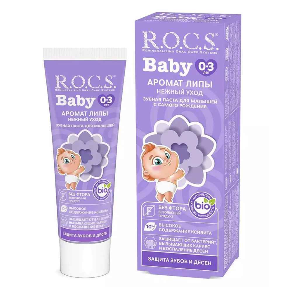 ‏Rocs - Baby Mild Care Toothpaste - Lime-Blossom - 45 gm