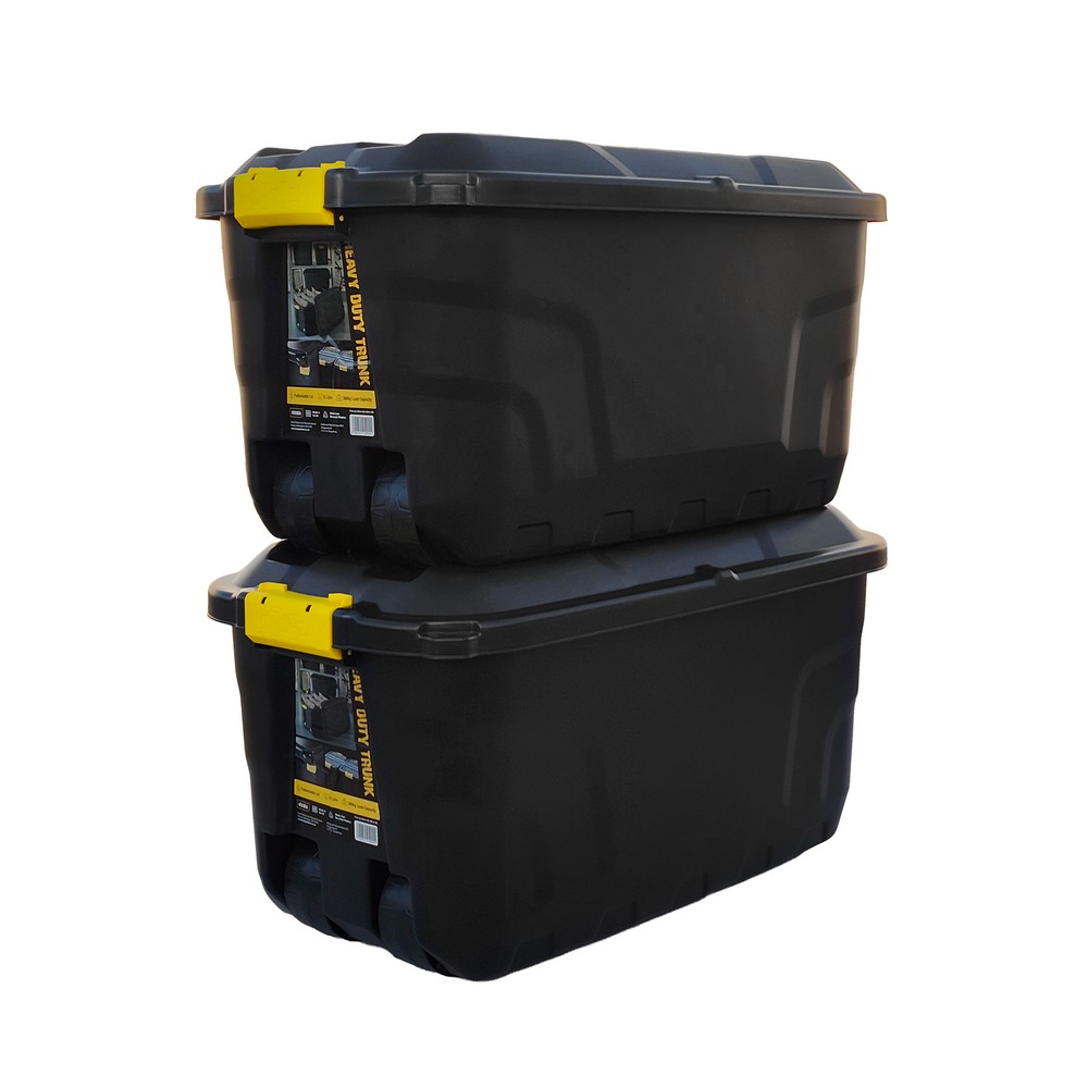 Strata - Heavy Duty Indoor & Outdoor Storage Box - Black - Pack Of 2 - 75L