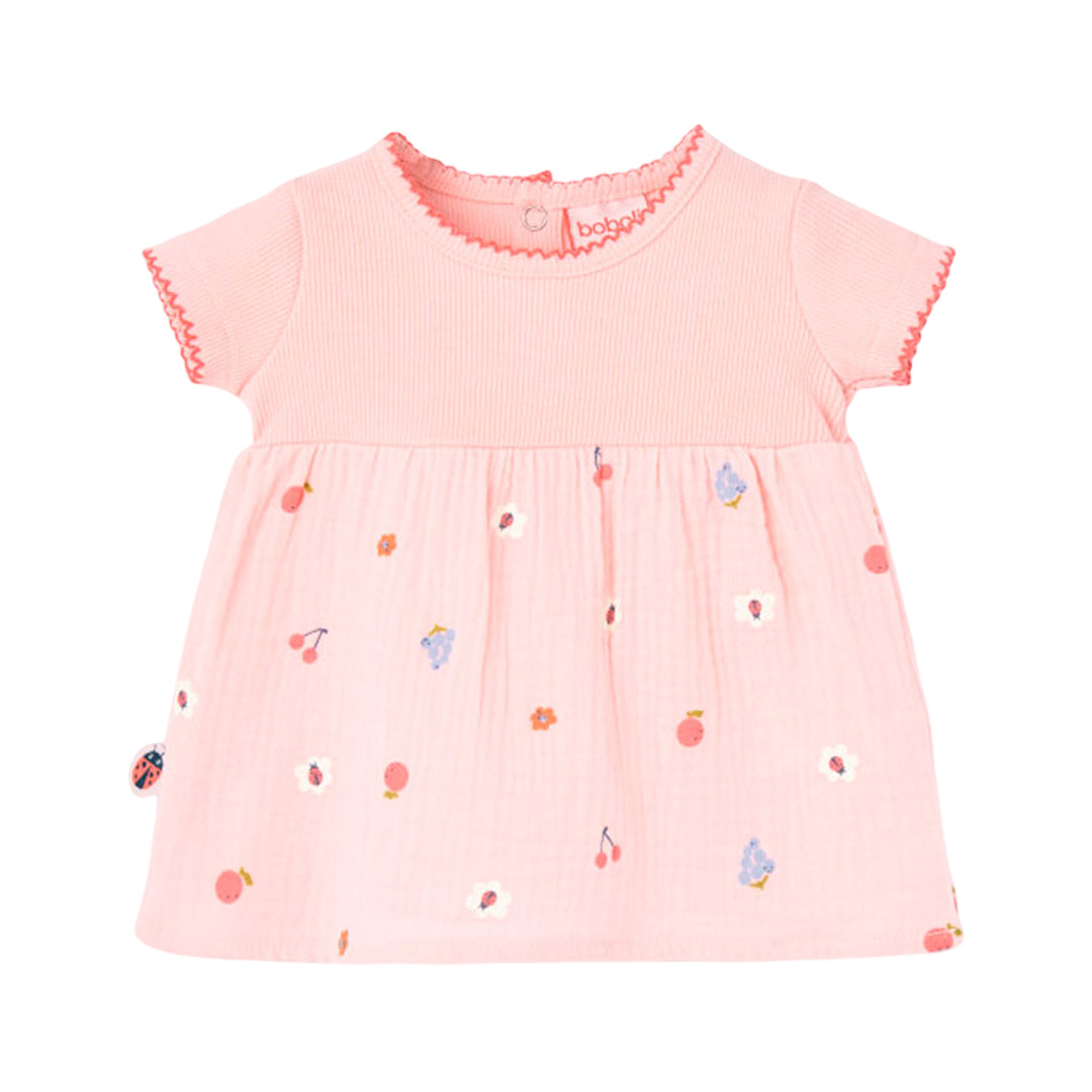 Boboli Baby Girl's Floral Printed Knitted Dress with Bloomers - Pink - 2 Pcs