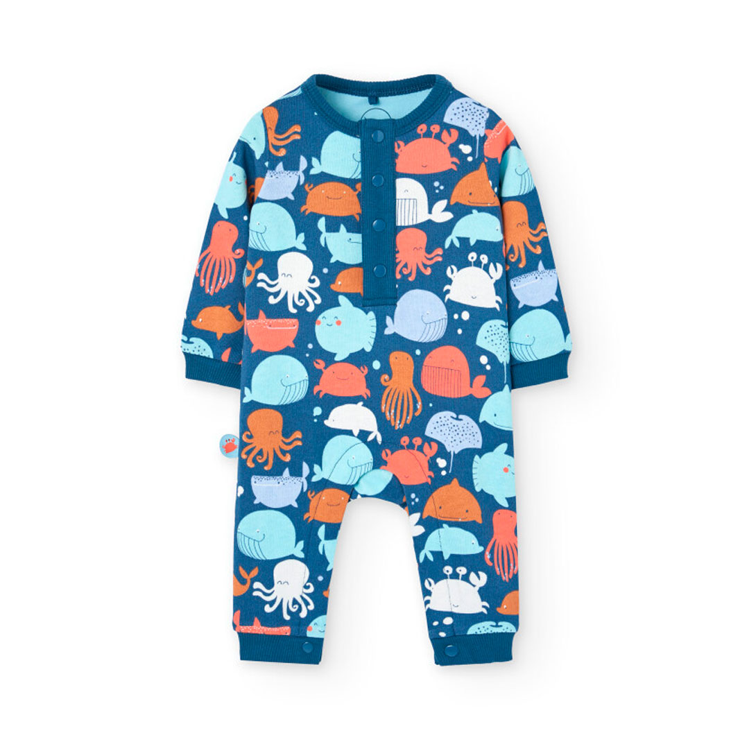 Boboli Baby Boy's Printed Knitted Romper - Blue