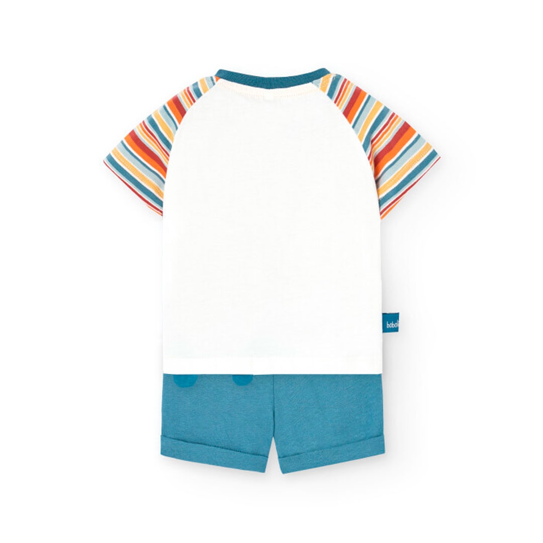 Boboli Baby Boy's Printed Knitted T-Shirt & Trousers - White - 2 Pcs