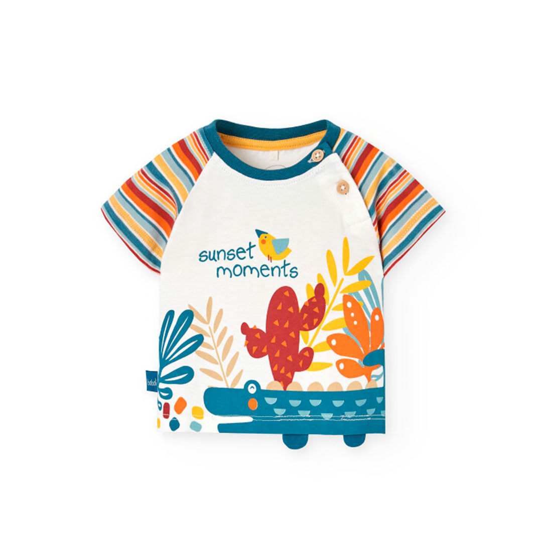 Boboli Baby Boy's Printed Knitted T-Shirt & Trousers - White - 2 Pcs