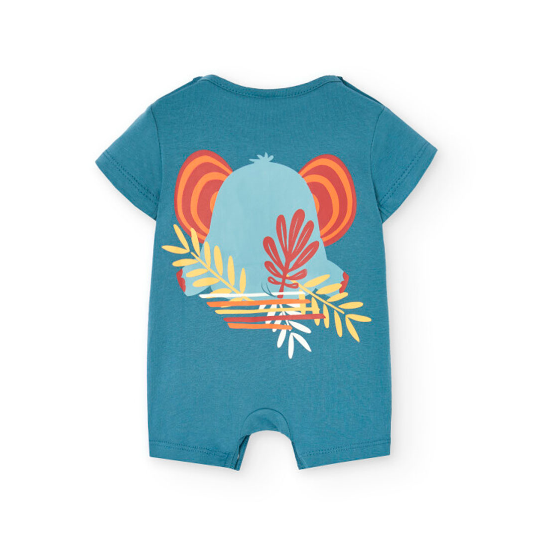 Boboli Baby Boy's Elephant Printed Knitted Romper - Green