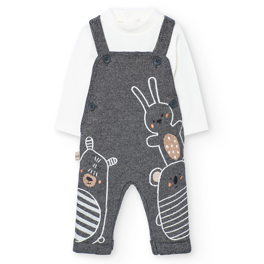 Boboli Set Baby Girl's Knitted T-Shirt & Printed Romper - Grey - 2 Pcs
