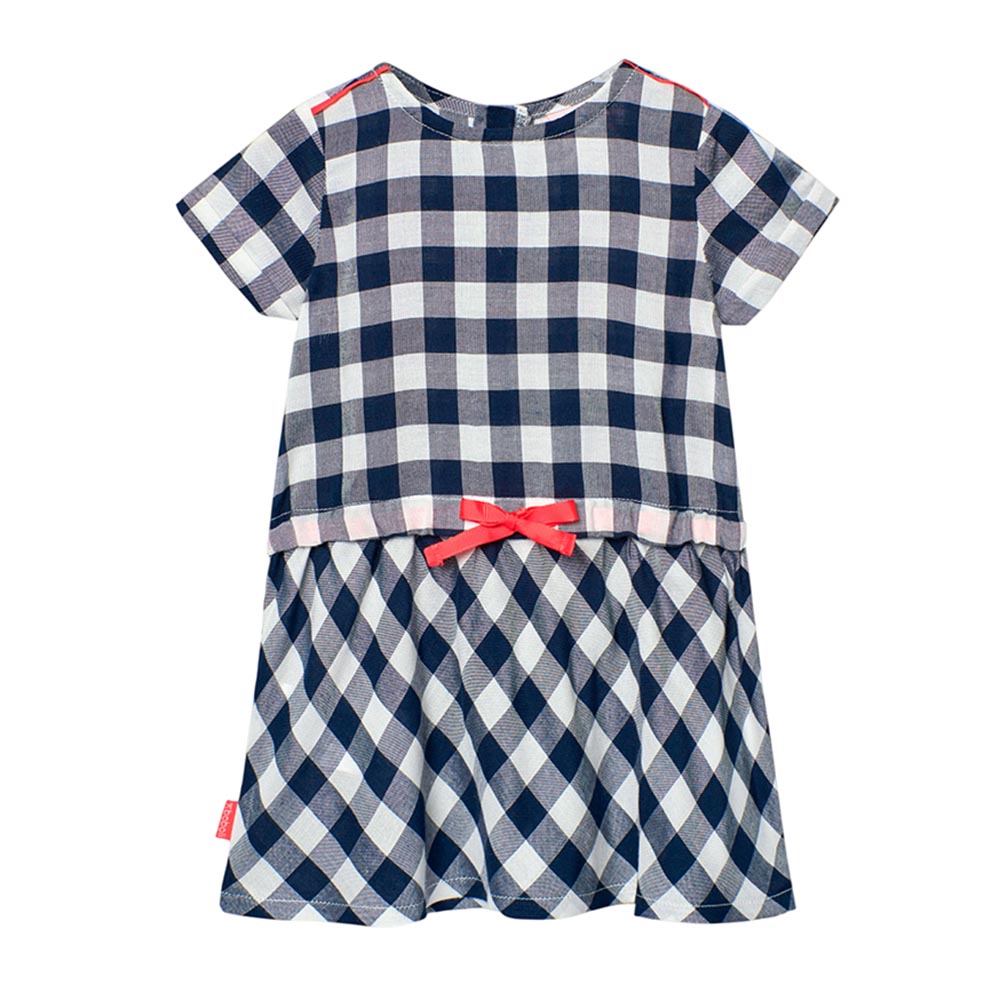 Boboli Girl's Checkered Viscose Dress - Navy