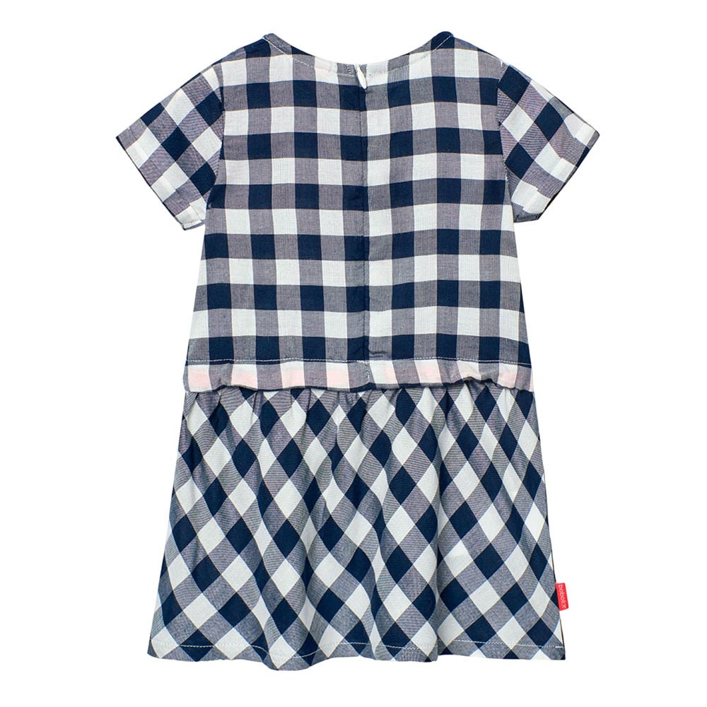 Boboli Girl's Checkered Viscose Dress - Navy
