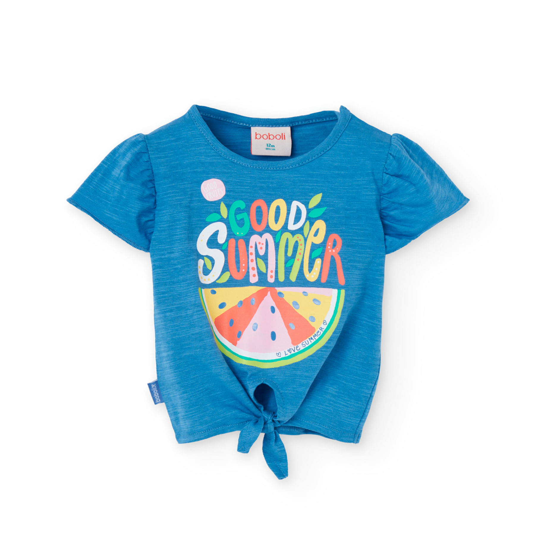 Boboli Girl's Good Summer Printed Knitted T-Shirt - Blue