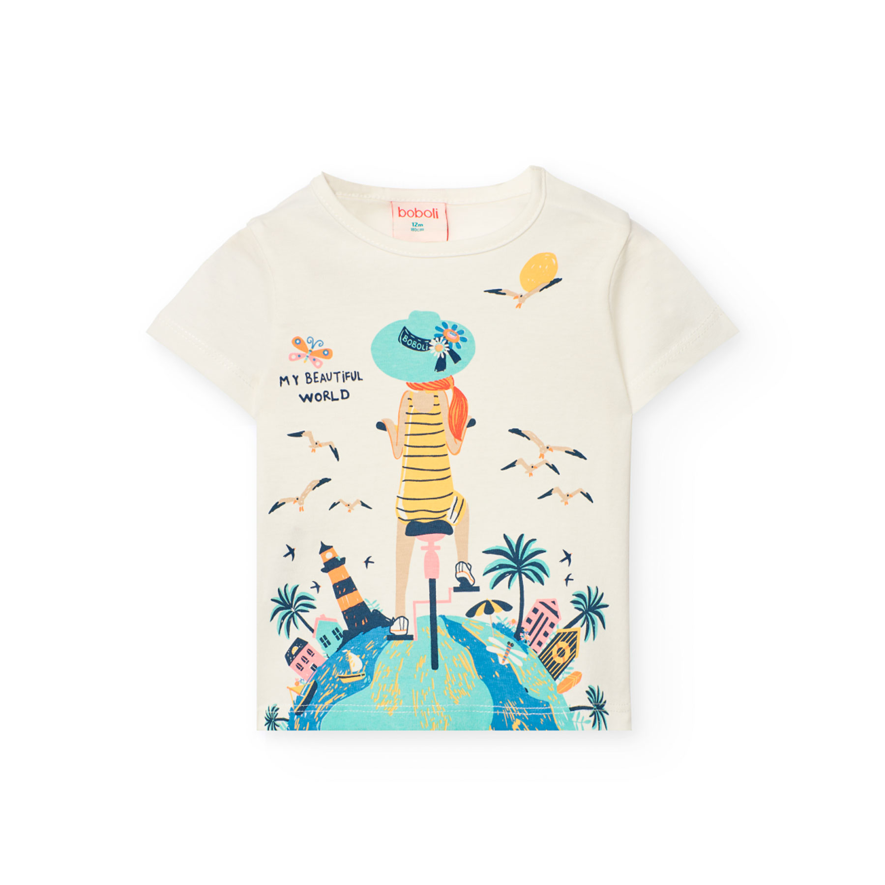 Boboli Girl's Printed Knitted Top & Shorts - White - 2 Pcs