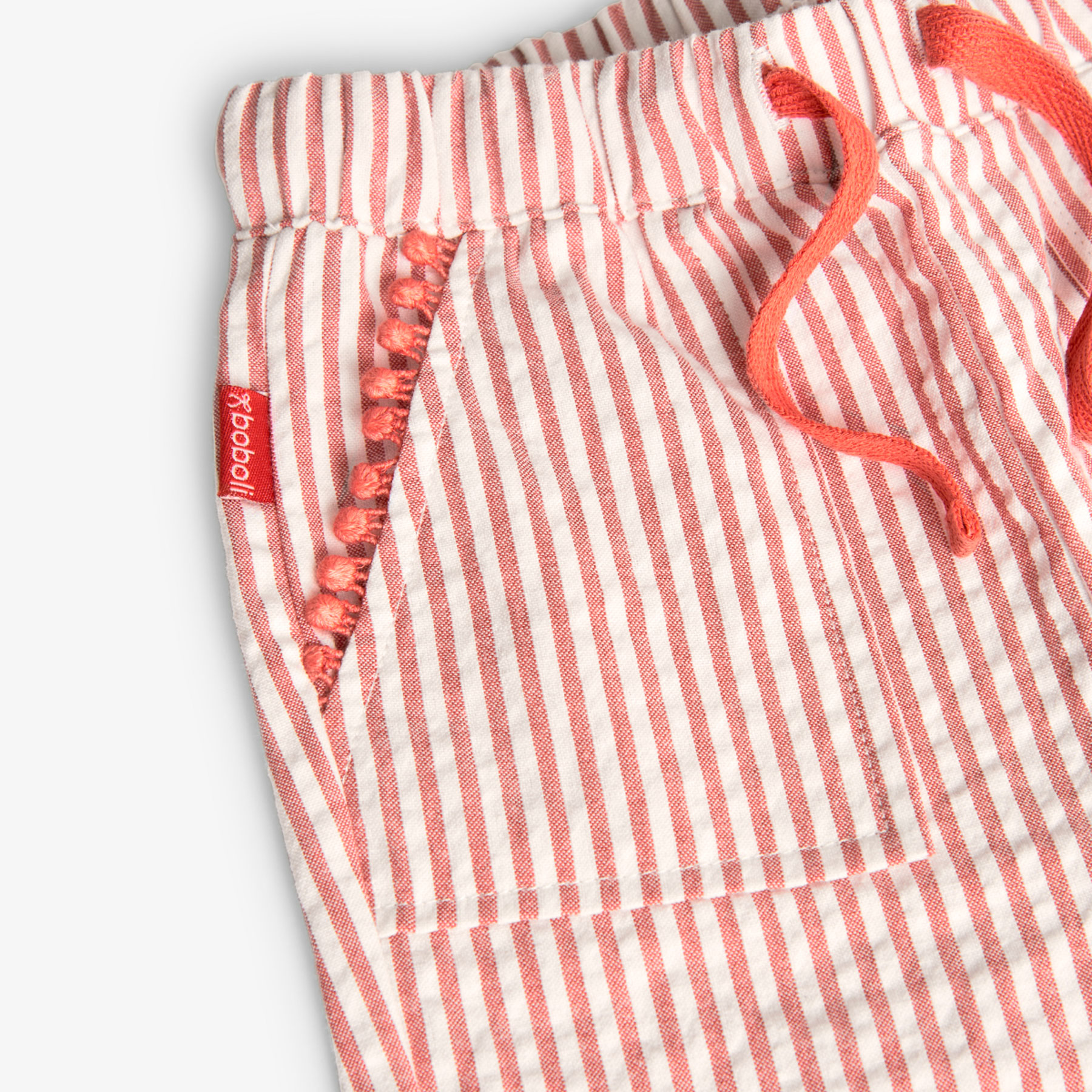 Boboli Girl's Striped Poplin Trousers - Orange/White