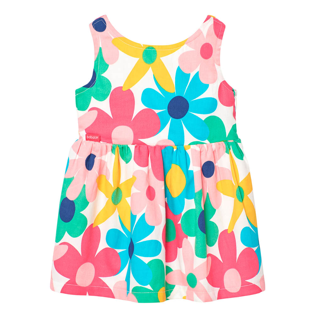 Boboli Girl's Floral Printed Satin Poplin Dress