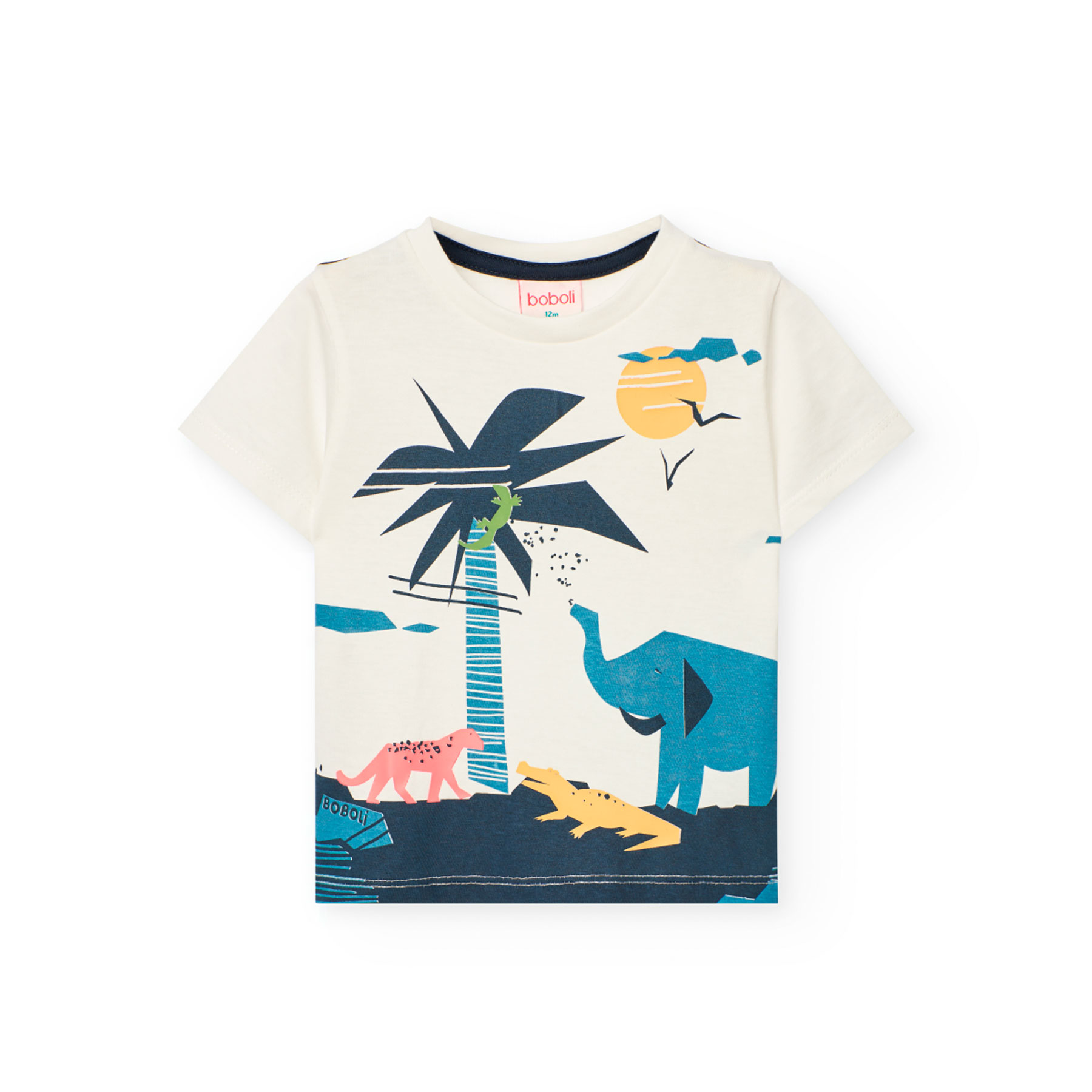 Boboli Boy's Printed Knitted T-Shirt & Shorts - White - 2 Pcs