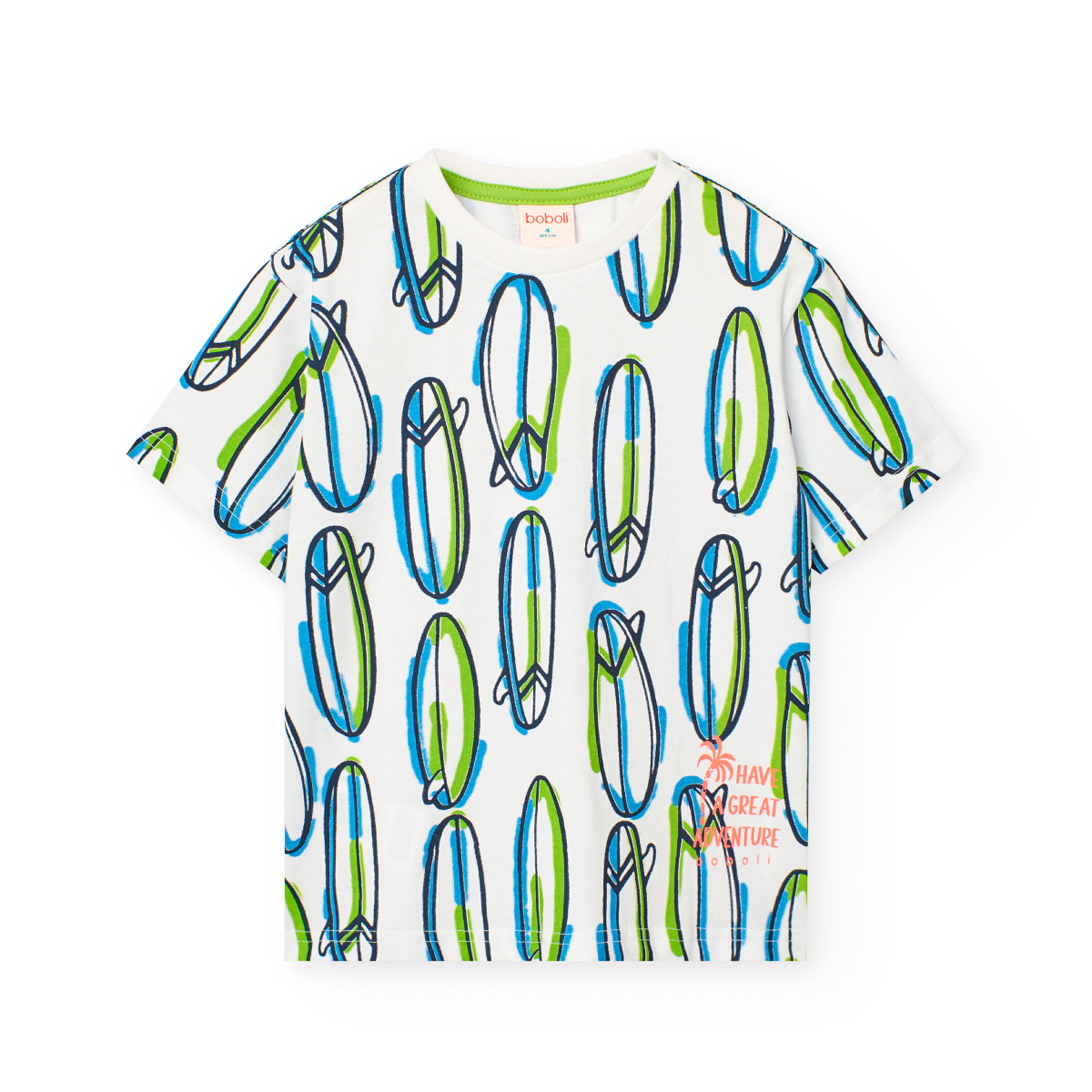 Boboli Boy's Surfer Printed Knitted Short Sleeve T-Shirt - White