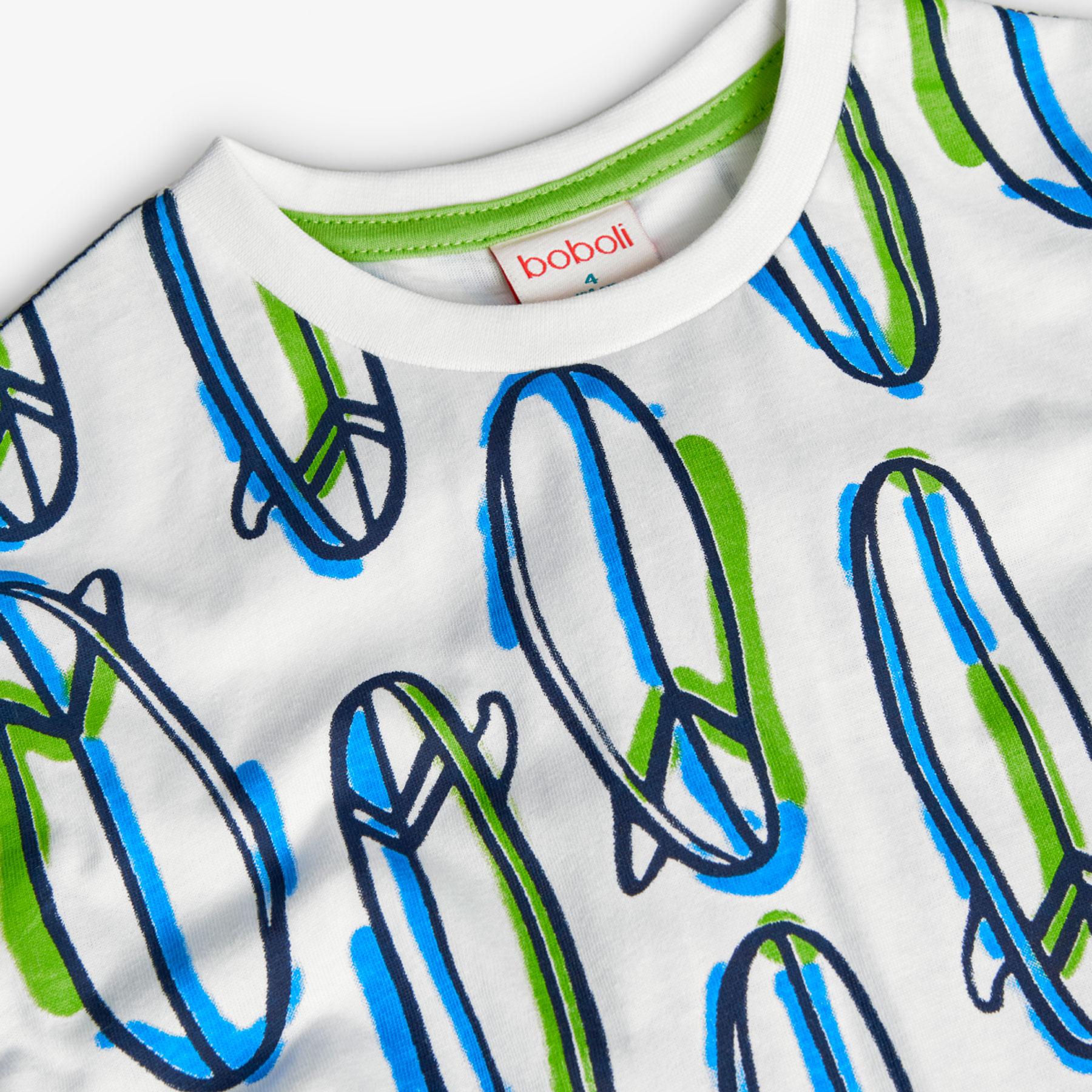 Boboli Boy's Surfer Printed Knitted Short Sleeve T-Shirt - White