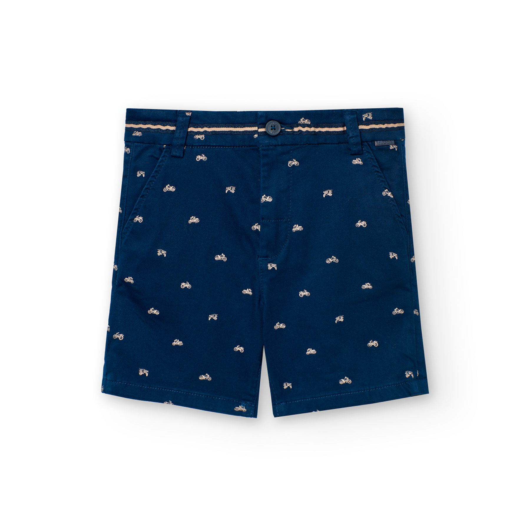 Boboli Boy's Motorcycle Printed Satin Shorts - Blue