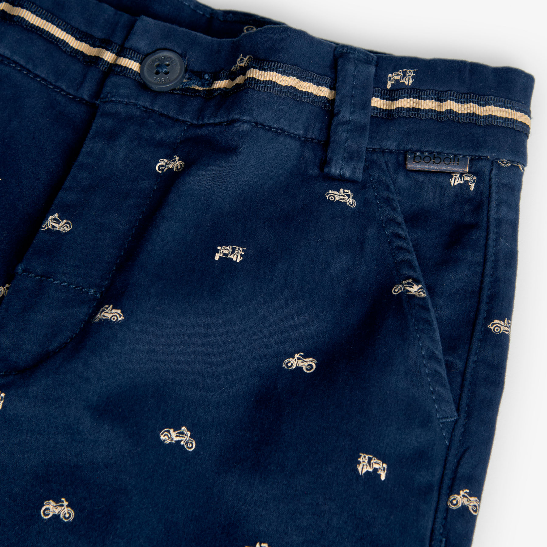 Boboli Boy's Motorcycle Printed Satin Shorts - Blue