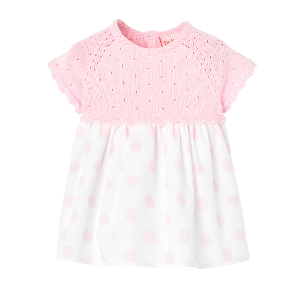 Boboli Baby Girl's Short Sleeves Printed Knitted Dress with Bloomers - Pink - 2 Pcs