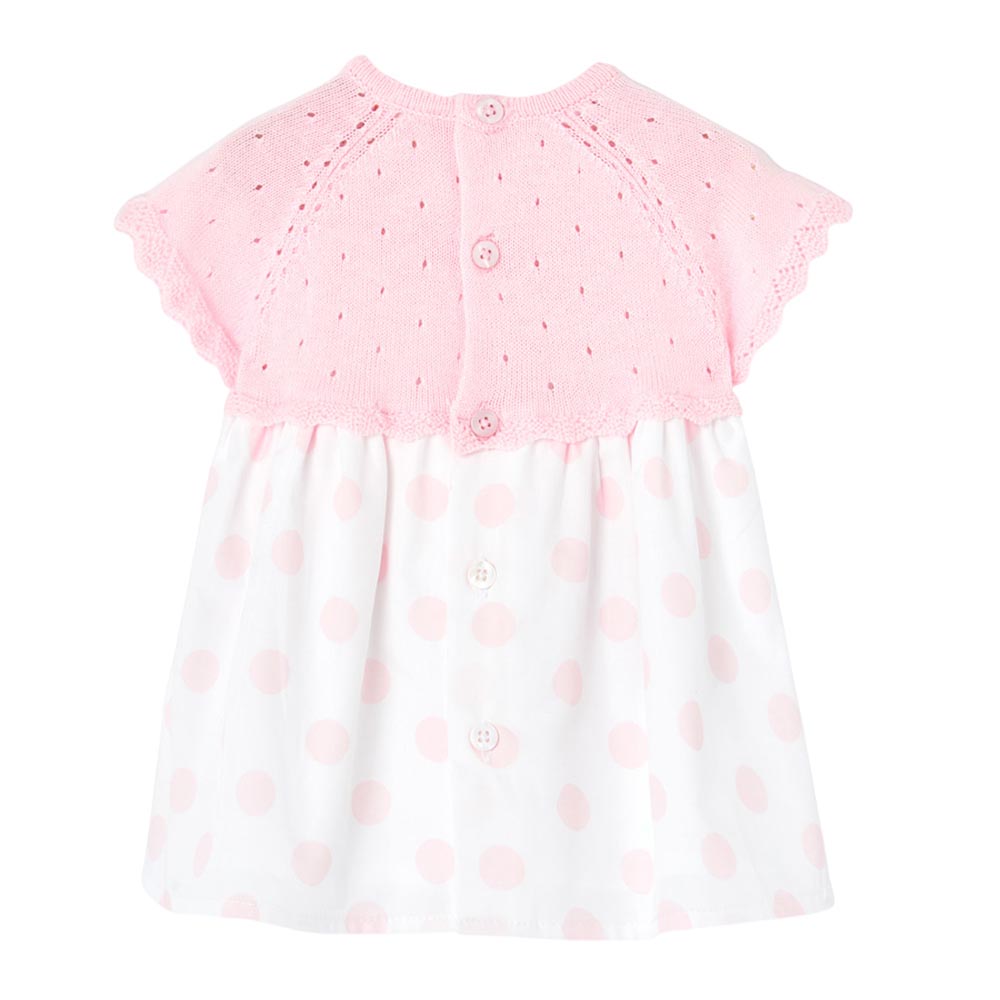 Boboli Baby Girl's Short Sleeves Printed Knitted Dress with Bloomers - Pink - 2 Pcs