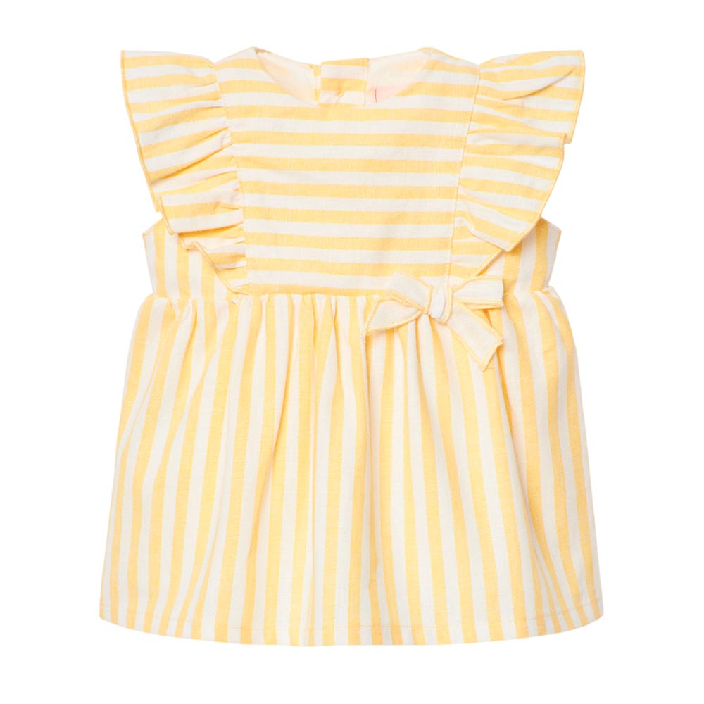 Boboli Baby Girl's Striped Poplin Dress with Bloomers - Yellow - 2 Pcs