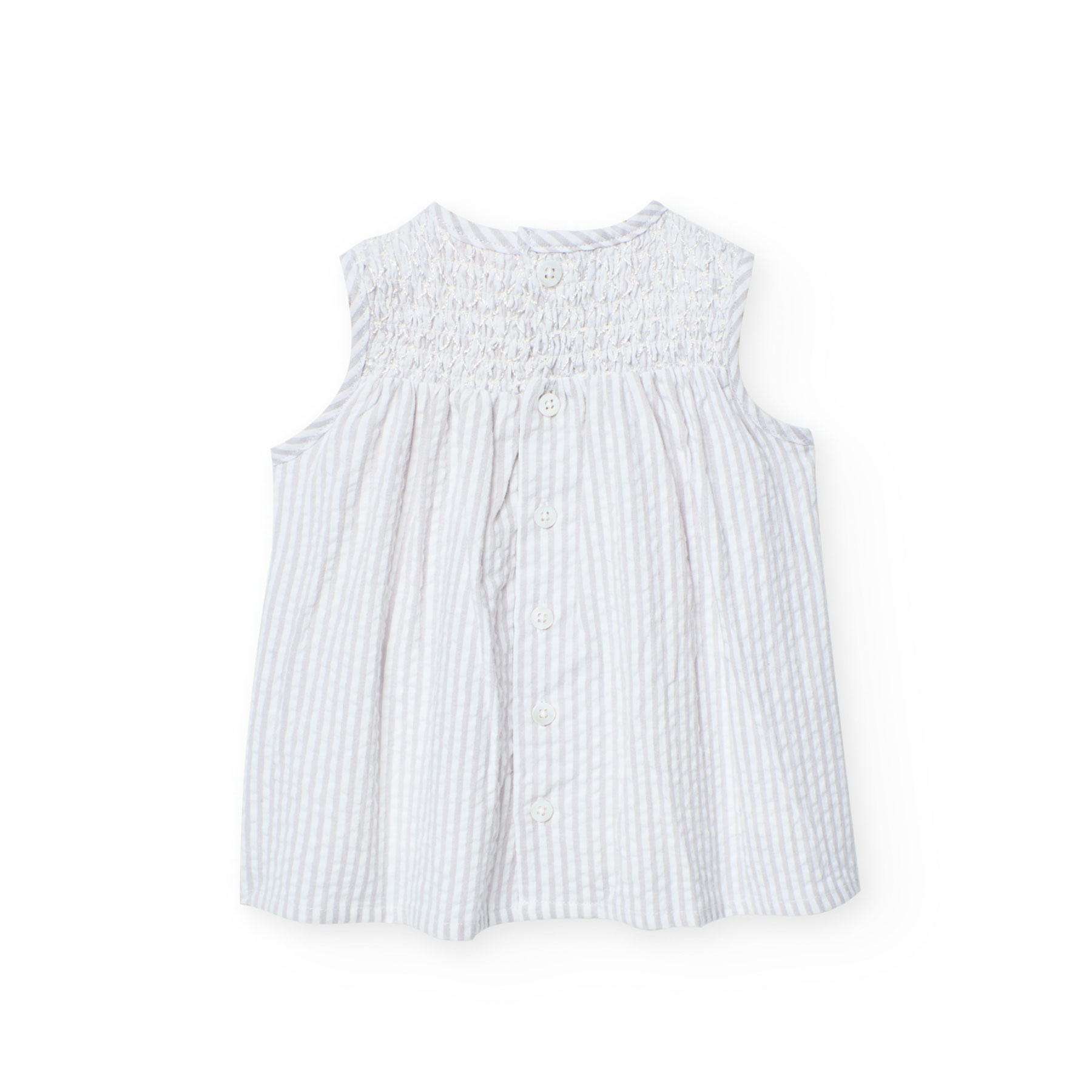 Boboli Baby Girl's Poplin with Floral Dress - Grey/Coral