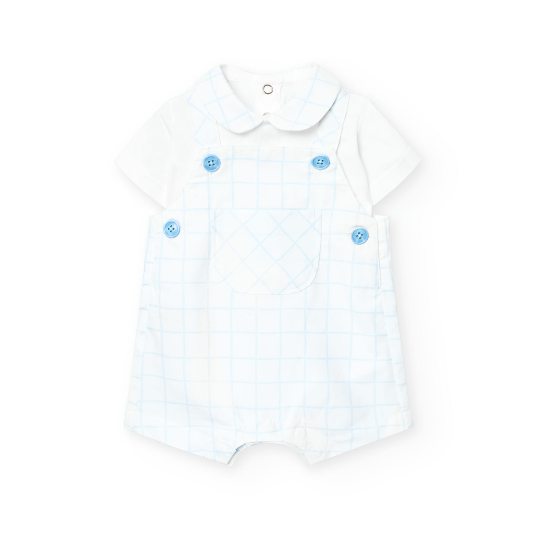 Boboli Baby Boy's Checked Bodysuit with Romper - White - 2 Pcs