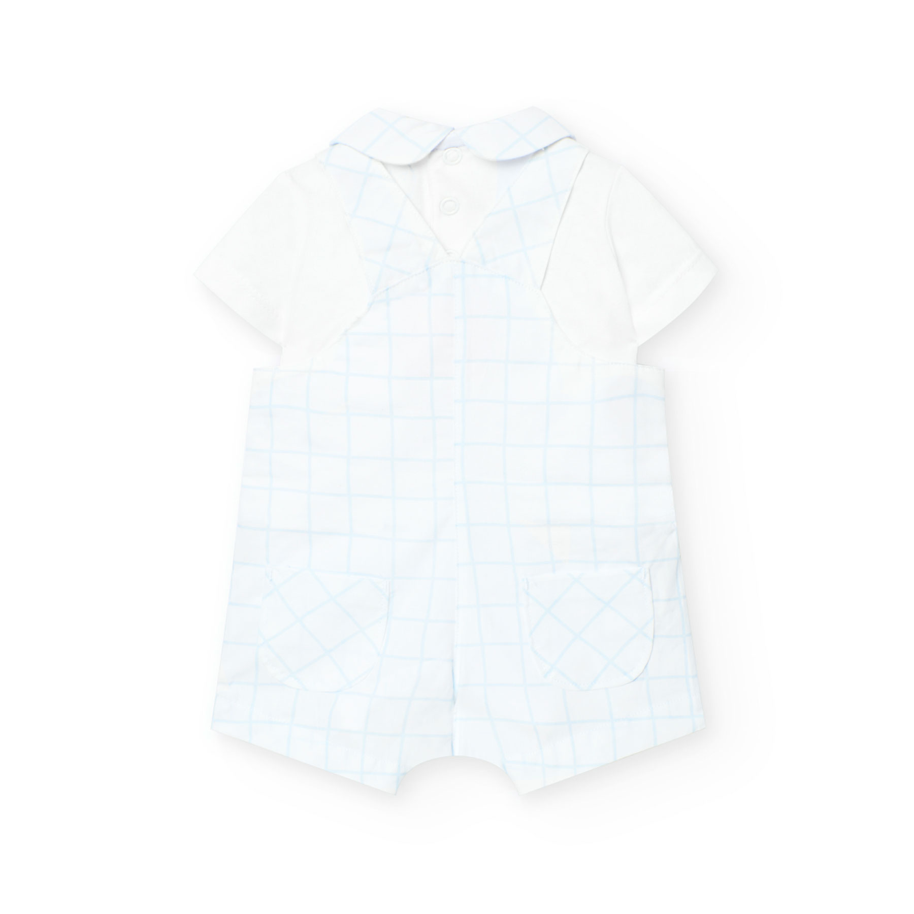 Boboli Baby Boy's Checked Bodysuit with Romper - White - 2 Pcs