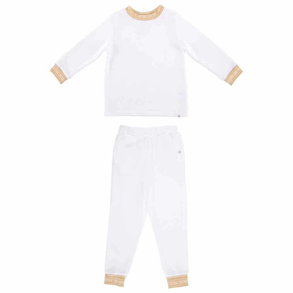 Thoub Saghiri - 2pc-Set - Boy's Sweatshirt & Sweatpants - White